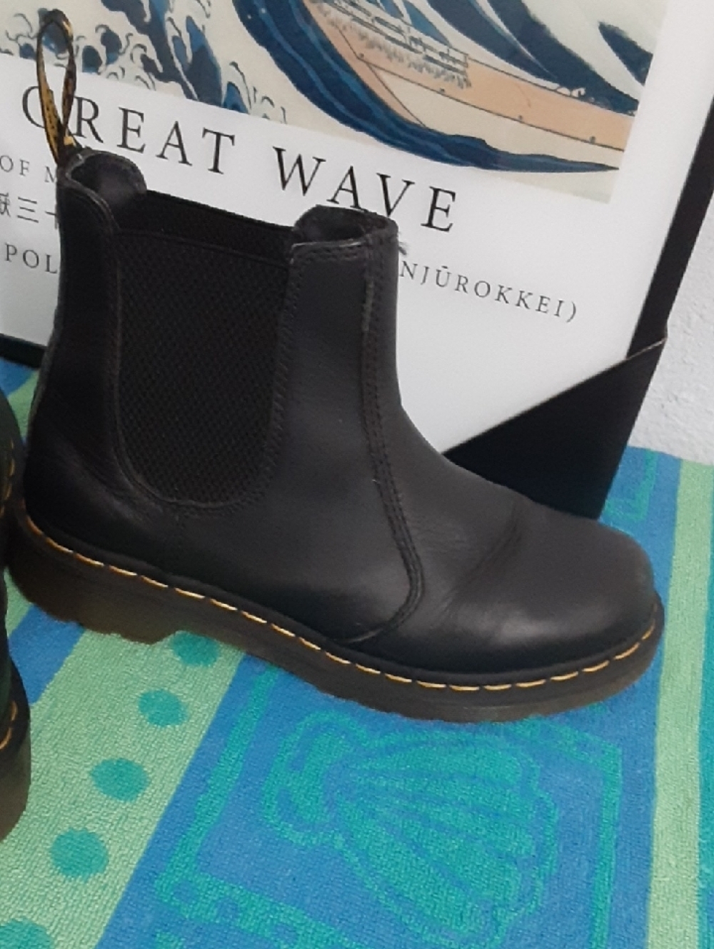 Dr. Martens Black Chelsea Boots with Yellow Stitching Clean  Worn  A Few  Times - Picture 6 of 12